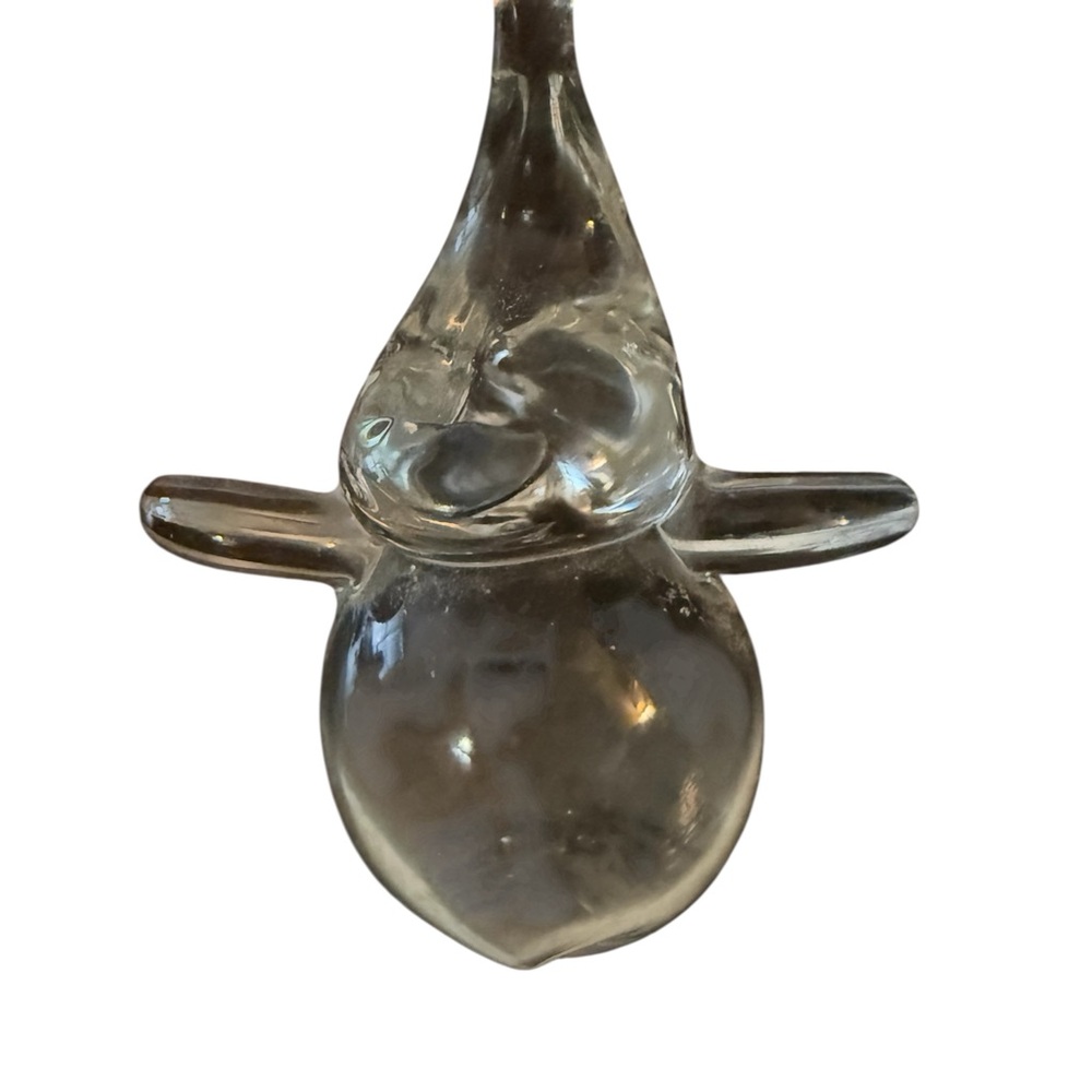 Clear Glass Elephant Figurine 3.5” Hand Blown Art Glass Trunk Up Good Luck Decor - Picture 4 of 9